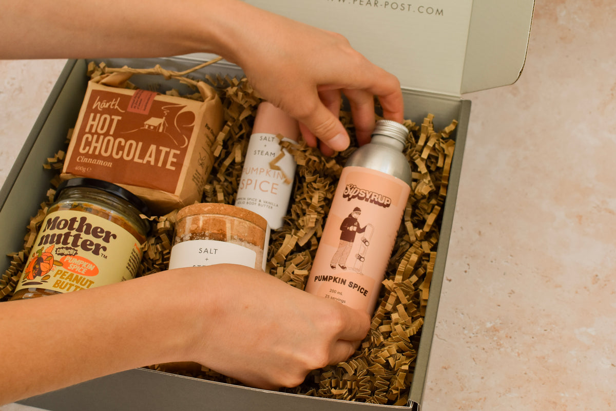 Pumpkin spice autumn gift box contents from Pear Post