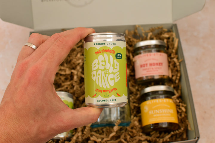 Spicy margarita cocktail gift box with a recycled glass