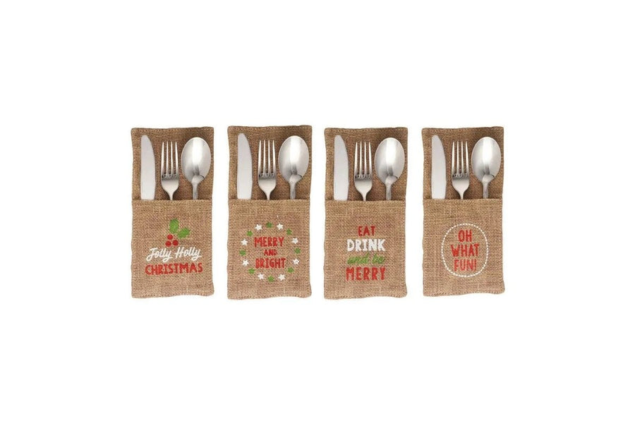 Christmas Jute Sleeve Cutlery Holder