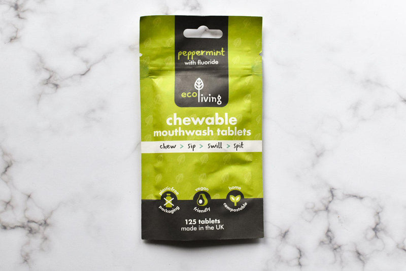 Plastic Free Chewable Mouthwash Tablets with Fluoride-Green Pear Eco