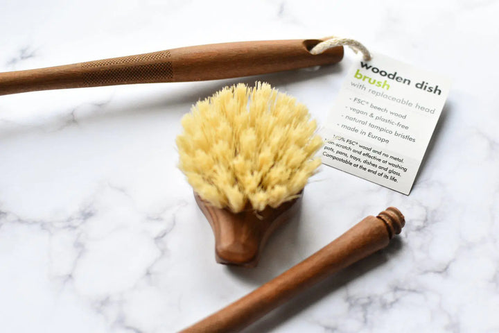 Plastic Free FSC® Wooden Dish Brush - Replacement Head-Green Pear Eco