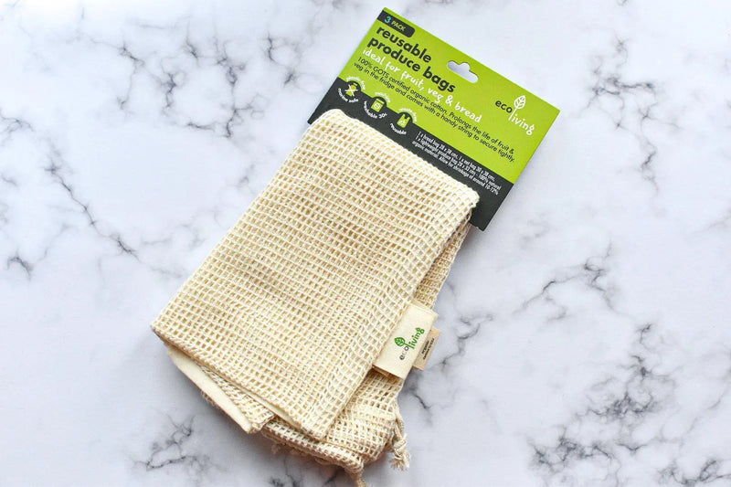 Plastic Free Reusable Produce Bags and Bread Bag - 3 Pack-Green Pear Eco